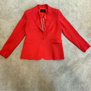 Massimo Dutti red orange single breasted blazer jacket Sz 10